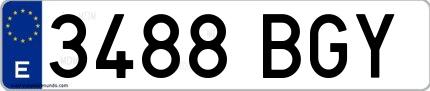 Ejemplo de matrícula española 3488 BGY