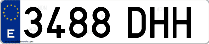 Ejemplo de matrícula de coche ordinaria 3488 DHH