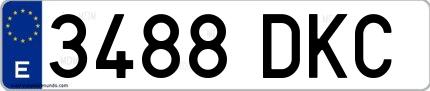 Ejemplo de matrícula española 3488 DKC
