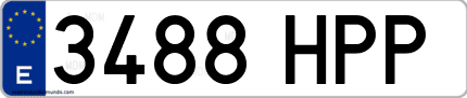 Ejemplo de matrícula de coche ordinaria 3488 HPP