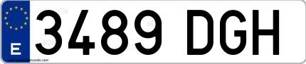 Ejemplo de matrícula de coche ordinaria 3489 DGH