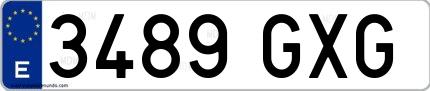 Ejemplo de matrícula española 3489 GXG