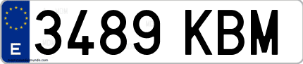 Ejemplo de matrícula de coche ordinaria 3489 KBM