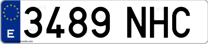Ejemplo de matrícula de coche ordinaria 3489 NHC