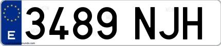 Ejemplo de matrícula española 3489 NJH