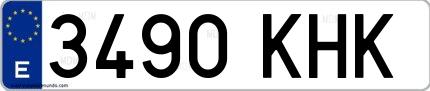 Ejemplo de matrícula española 3490 KHK
