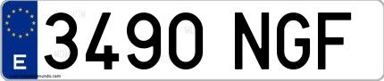 Ejemplo de matrícula española 3490 NGF