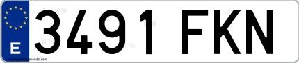 Ejemplo de matrícula española 3491 FKN