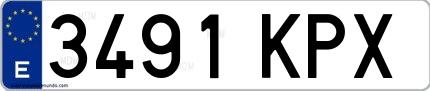 Ejemplo de matrícula española 3491 KPX