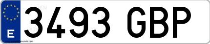 Ejemplo de matrícula española 3493 GBP