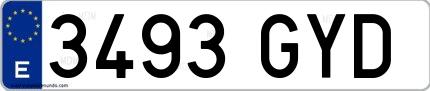 Ejemplo de matrícula española 3493 GYD