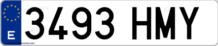 Ejemplo de matrícula de coche ordinaria 3493 HMY