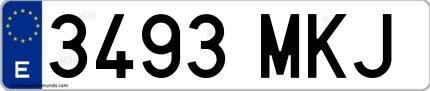 Ejemplo de matrícula española 3493 MKJ