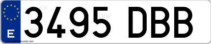 Ejemplo de matrícula española 3495 DBB