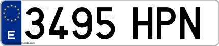 Ejemplo de matrícula de coche ordinaria 3495 HPN