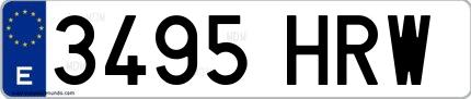 Ejemplo de matrícula española 3495 HRW