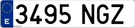 Ejemplo de matrícula española 3495 NGZ
