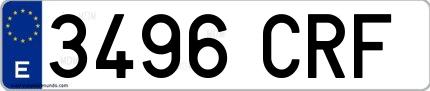 Ejemplo de matrícula española 3496 CRF