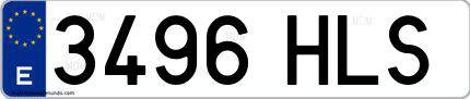 Ejemplo de matrícula española 3496 HLS