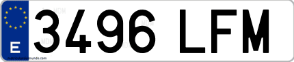 Ejemplo de matrícula de coche ordinaria 3496 LFM