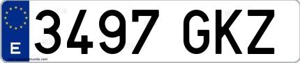 Ejemplo de matrícula española 3497 GKZ