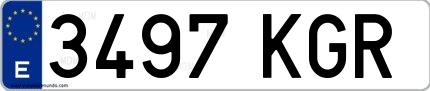Ejemplo de matrícula española 3497 KGR