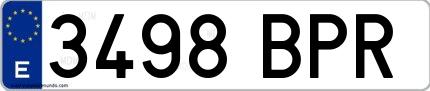 Ejemplo de matrícula española 3498 BPR