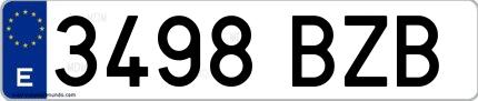 Ejemplo de matrícula española 3498 BZB