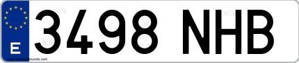 Ejemplo de matrícula española 3498 NHB