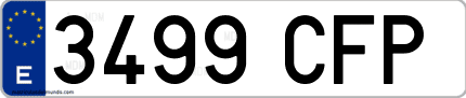 Ejemplo de matrícula de coche ordinaria 3499 CFP