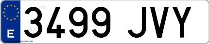 Ejemplo de matrícula española 3499 JVY