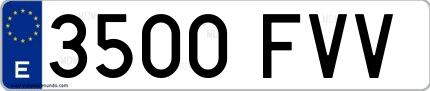 Ejemplo de matrícula de coche ordinaria 3500 FVV