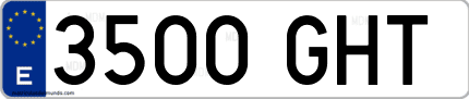Ejemplo de matrícula de coche ordinaria 3500 GHT