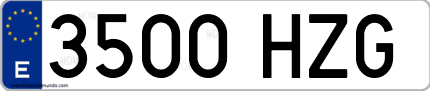 Ejemplo de matrícula de coche ordinaria 3500 HZG