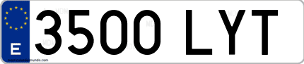 Ejemplo de matrícula de coche ordinaria 3500 LYT
