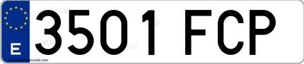 Ejemplo de matrícula de coche ordinaria 3501 FCP