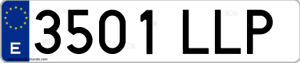 Ejemplo de matrícula de coche ordinaria 3501 LLP