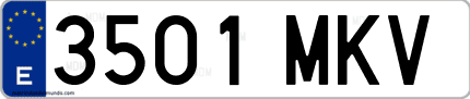 Ejemplo de matrícula de coche ordinaria 3501 MKV