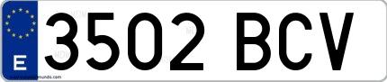 Ejemplo de matrícula española 3502 BCV