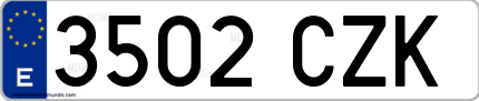 Ejemplo de matrícula de coche ordinaria 3502 CZK