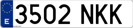 Ejemplo de matrícula española 3502 NKK
