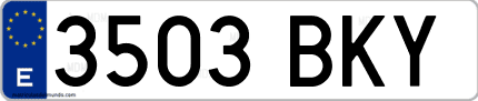 Ejemplo de matrícula de coche ordinaria 3503 BKY
