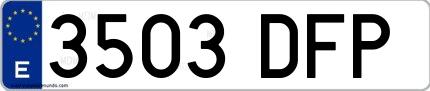 Ejemplo de matrícula española 3503 DFP