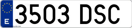 Ejemplo de matrícula de coche ordinaria 3503 DSC