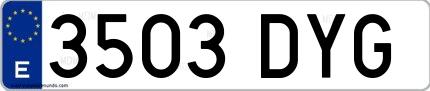 Ejemplo de matrícula española 3503 DYG