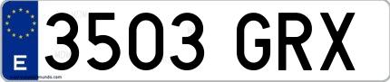 Ejemplo de matrícula española 3503 GRX