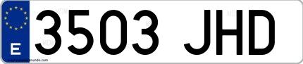 Ejemplo de matrícula española 3503 JHD