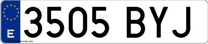 Ejemplo de matrícula española 3505 BYJ