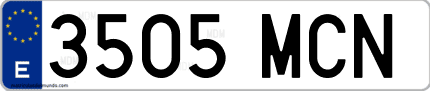 Ejemplo de matrícula de coche ordinaria 3505 MCN