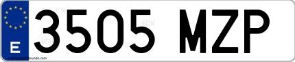 Ejemplo de matrícula española 3505 MZP